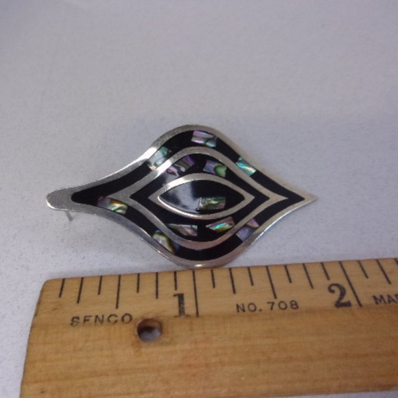 Southwest Style Shell Inlay Silver Pierced Earrings Mexico - Picture 6 of 8